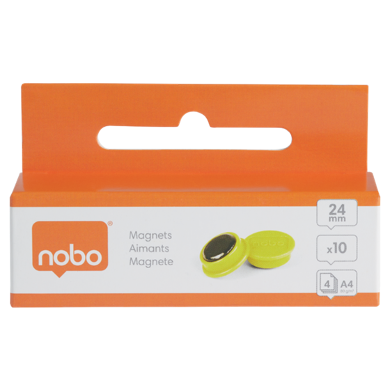 Imanes Magnéticos Para Pizarra Nobo, Paquete De 10 Imanes De Colores De 24 Mm Amarillo
