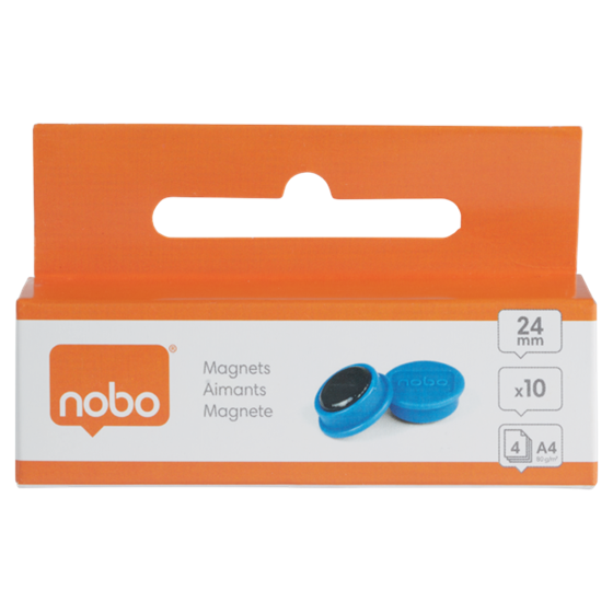 Imanes Magnéticos Para Pizarra Nobo, Paquete De 10 Imanes De Colores De 24 Mm Azul
