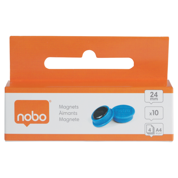 Imanes Magnéticos Para Pizarra Nobo, Paquete De 10 Imanes De Colores De 24 Mm Azul