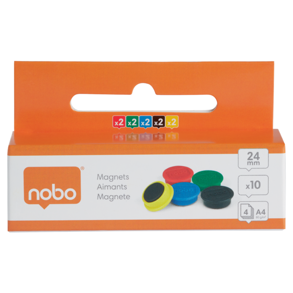 Imanes Magnéticos Para Pizarra Nobo, Paquete De 10 Imanes De Colores De 24 Mm Surtidos