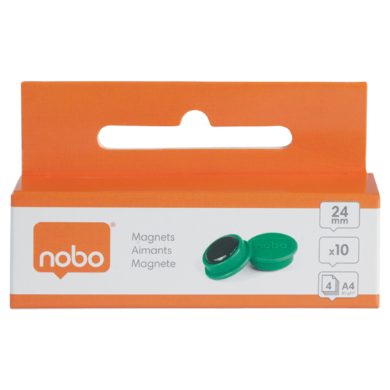 Imanes Magnéticos Para Pizarra Nobo, Paquete De 10 Imanes De Colores De 24 Mm Verde