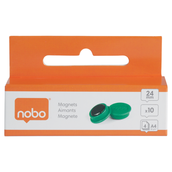 Imanes Magnéticos Para Pizarra Nobo, Paquete De 10 Imanes De Colores De 24 Mm Verde