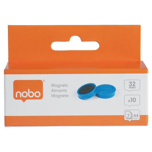 Imanes Magnéticos Para Pizarra Nobo, Paquete De 10 Imanes De Colores De 32Mm Azul