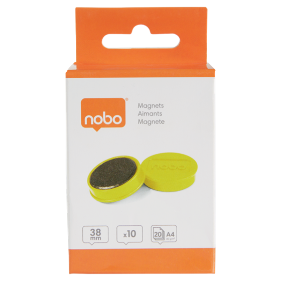 Imanes Magnéticos Para Pizarra Nobo, Paquete De 10 Imanes De Colores De 38Mm Amarillo