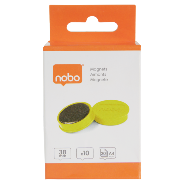 Imanes Magnéticos Para Pizarra Nobo, Paquete De 10 Imanes De Colores De 38Mm Amarillo