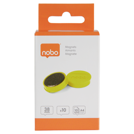 Imanes Magnéticos Para Pizarra Nobo, Paquete De 10 Imanes De Colores De 38Mm Amarillo
