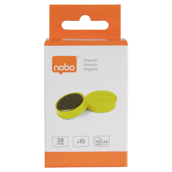 Imanes Magnéticos Para Pizarra Nobo, Paquete De 10 Imanes De Colores De 38Mm Amarillo
