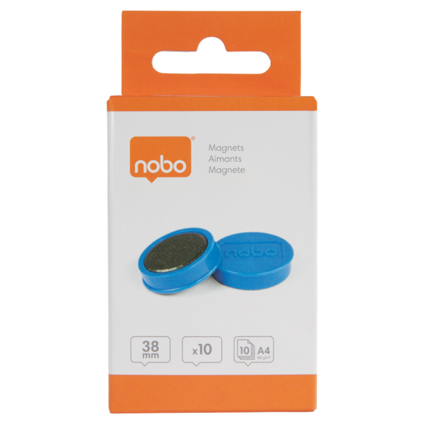 Imanes Magnéticos Para Pizarra Nobo, Paquete De 10 Imanes De Colores De 38Mm Azul