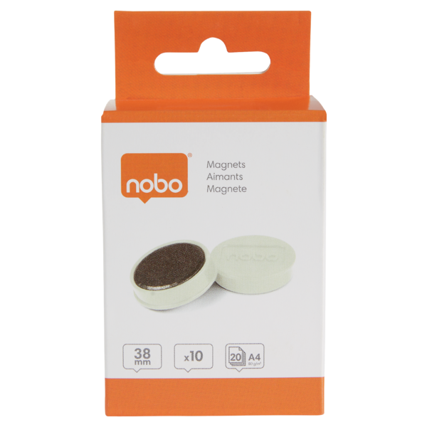 Imanes Magnéticos Para Pizarra Nobo, Paquete De 10 Imanes De Colores De 38Mm Blanco