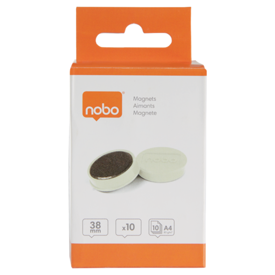 Imanes Magnéticos Para Pizarra Nobo, Paquete De 10 Imanes De Colores De 38Mm Blanco