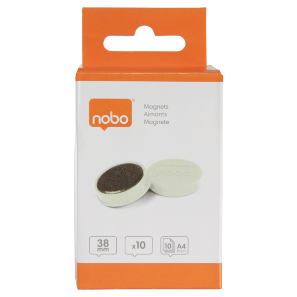 Imanes Magnéticos Para Pizarra Nobo, Paquete De 10 Imanes De Colores De 38Mm Blanco