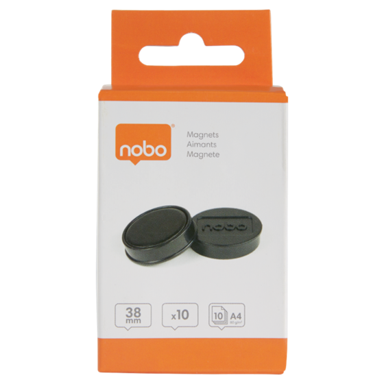 Imanes Magnéticos Para Pizarra Nobo, Paquete De 10 Imanes De Colores De 38Mm Negro