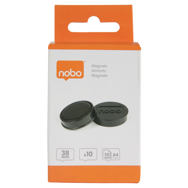 Imanes Magnéticos Para Pizarra Nobo, Paquete De 10 Imanes De Colores De 38Mm Negro