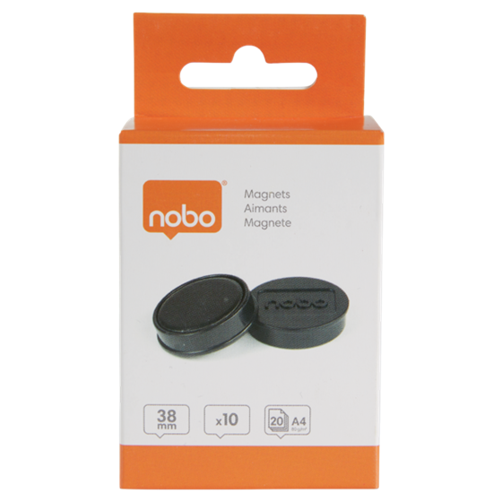 Imanes Magnéticos Para Pizarra Nobo, Paquete De 10 Imanes De Colores De 38Mm Negro