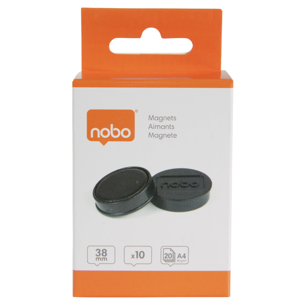 Imanes Magnéticos Para Pizarra Nobo, Paquete De 10 Imanes De Colores De 38Mm Negro