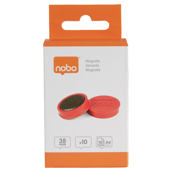 Imanes Magnéticos Para Pizarra Nobo, Paquete De 10 Imanes De Colores De 38Mm Rojo