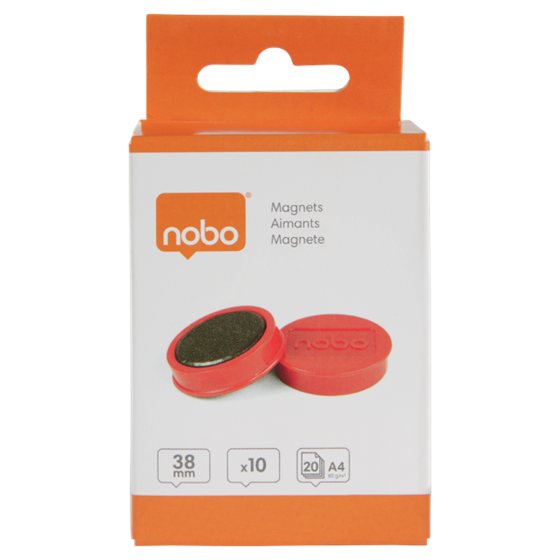 Imanes Magnéticos Para Pizarra Nobo, Paquete De 10 Imanes De Colores De 38Mm Rojo