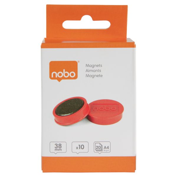 Imanes Magnéticos Para Pizarra Nobo, Paquete De 10 Imanes De Colores De 38Mm Rojo
