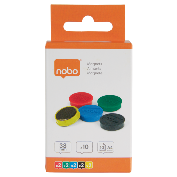 Imanes Magnéticos Para Pizarra Nobo, Paquete De 10 Imanes De Colores De 38Mm Surtidos