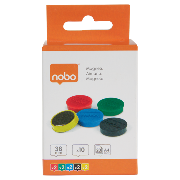 Imanes Magnéticos Para Pizarra Nobo, Paquete De 10 Imanes De Colores De 38Mm Surtidos