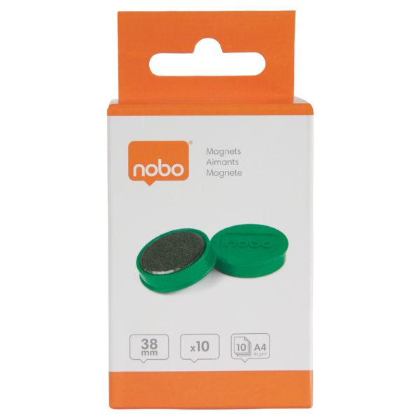Imanes Magnéticos Para Pizarra Nobo, Paquete De 10 Imanes De Colores De 38Mm Verde
