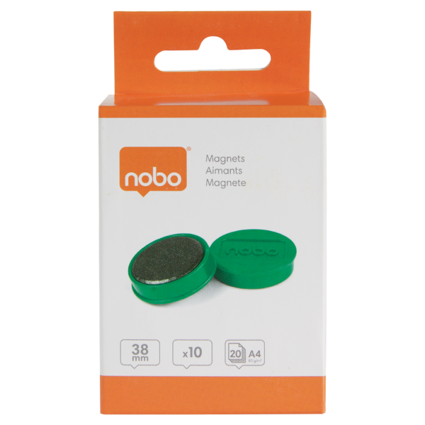 Imanes Magnéticos Para Pizarra Nobo, Paquete De 10 Imanes De Colores De 38Mm Verde