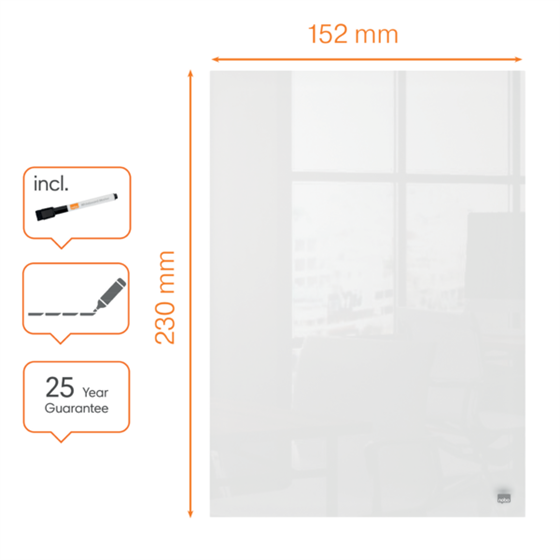 Mini Blocs De Notas De Pizarra Blanca De Cristal  Nobo 230X152Mm, Paquete De 2 Blanco