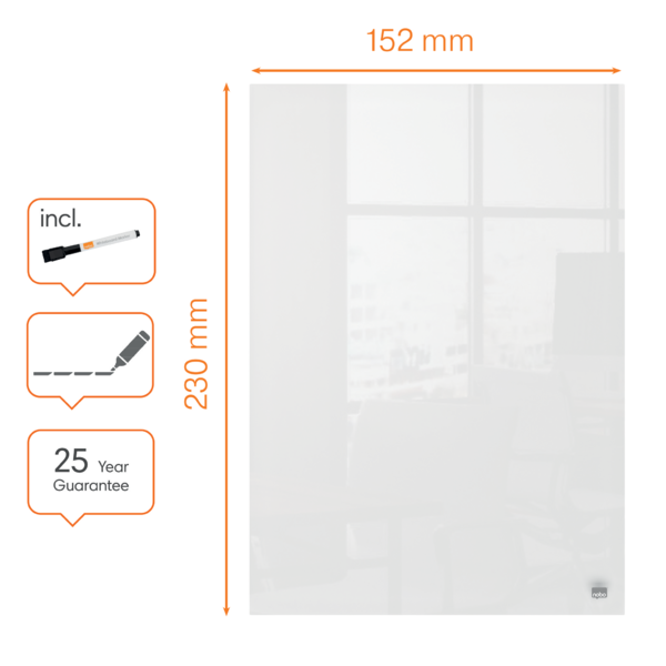 Mini Blocs De Notas De Pizarra Blanca De Cristal  Nobo 230X152Mm, Paquete De 2 Blanco