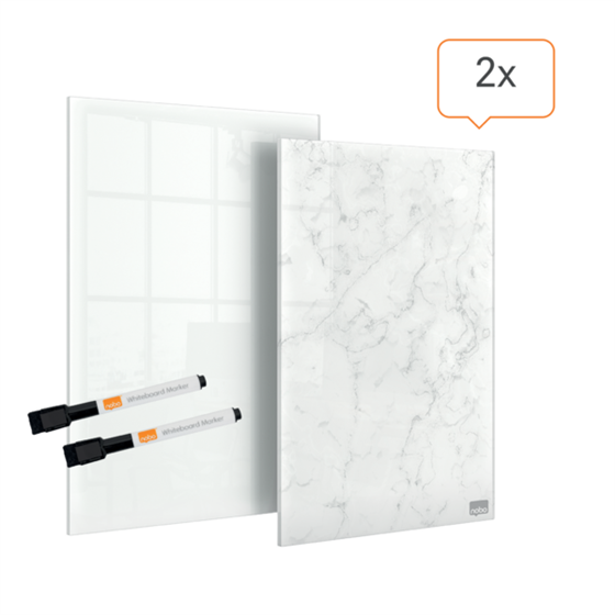 Mini Blocs De Notas De Pizarra Blanca De Cristal  Nobo 230X152Mm, Paquete De 2 Blanco