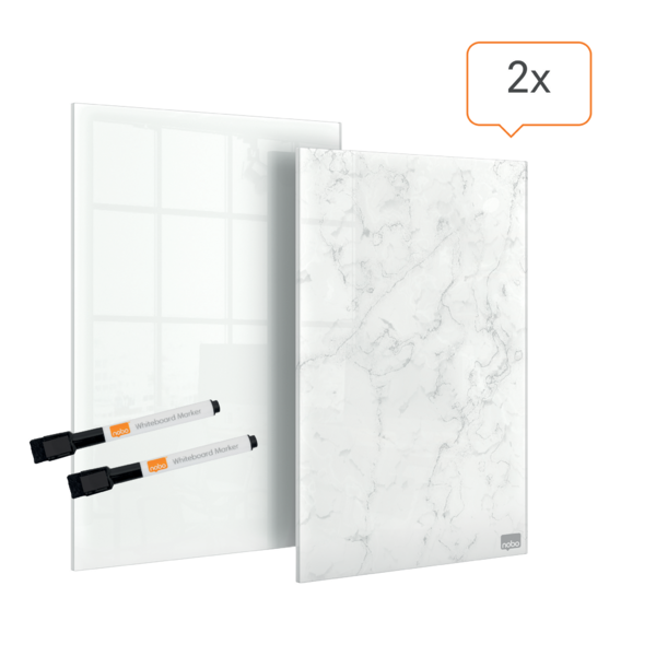 Mini Blocs De Notas De Pizarra Blanca De Cristal  Nobo 230X152Mm, Paquete De 2 Blanco