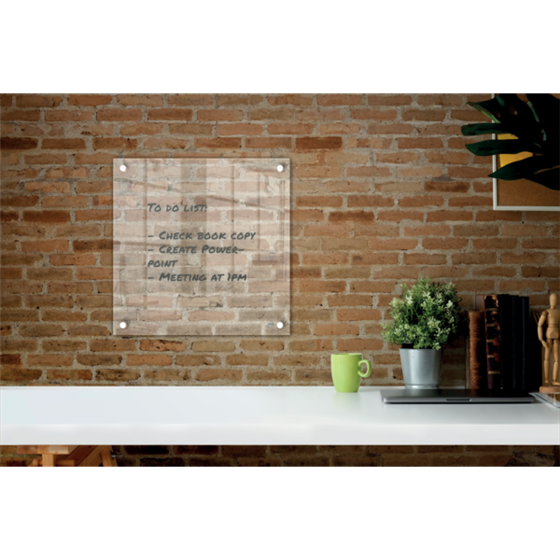 Mini Pizarra Blanca Acrílica Transparente Nobo De Pared 300X300 Mm Transparente