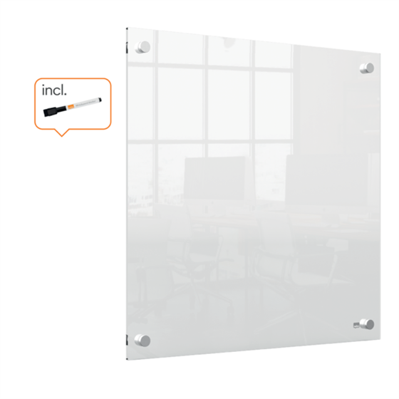 Mini Pizarra Blanca Acrílica Transparente Nobo Montada En La Pared De 450X450 Mm Transparente