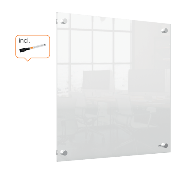 Mini Pizarra Blanca Acrílica Transparente Nobo Montada En La Pared De 450X450 Mm Transparente