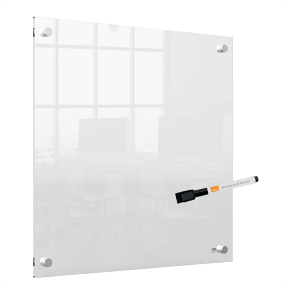 Mini Pizarra Blanca Acrílica Transparente Nobo Montada En La Pared De 450X450 Mm Transparente
