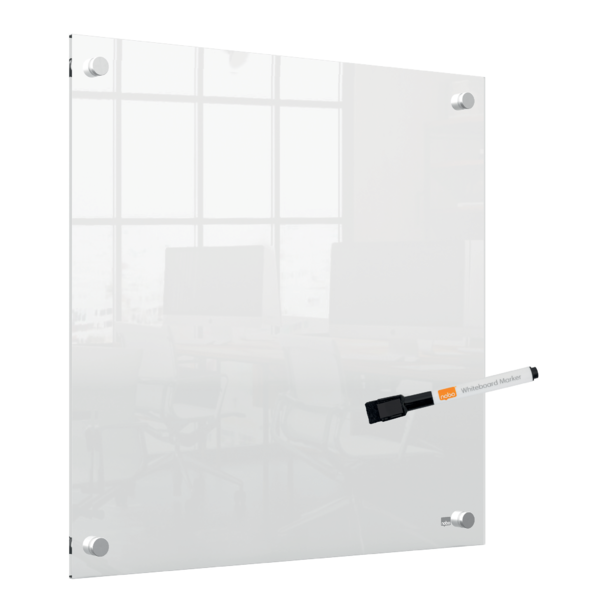 Mini Pizarra Blanca Acrílica Transparente Nobo Montada En La Pared De 450X450 Mm Transparente