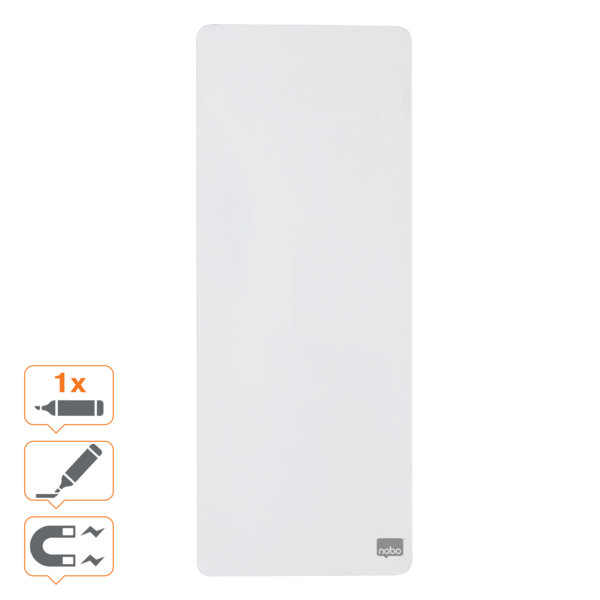 Mini Pizarra Blanca Magnética Alargada Nobo 140X360Mm Blanco