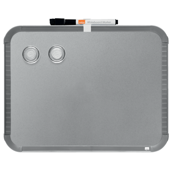 Mini Pizarra Magnética Nobo Con Marco Plateado Slim 220X280 Mm Plata