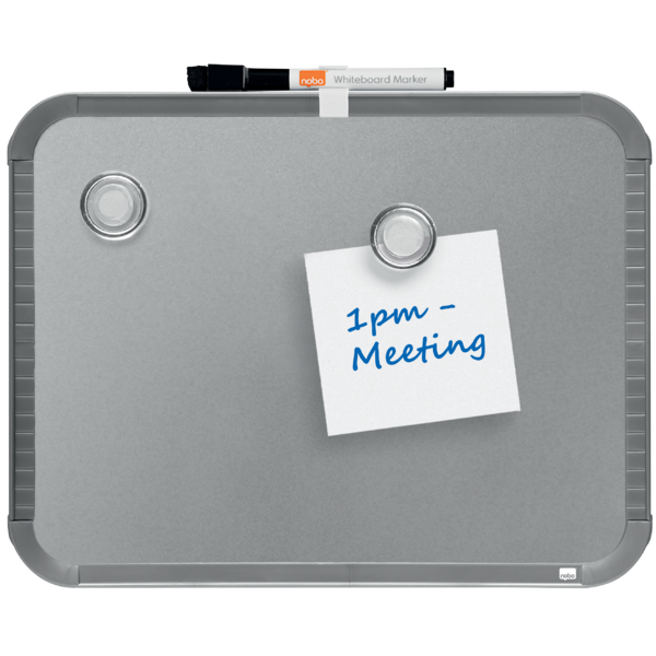 Mini Pizarra Magnética Nobo Con Marco Plateado Slim 220X280 Mm Plata