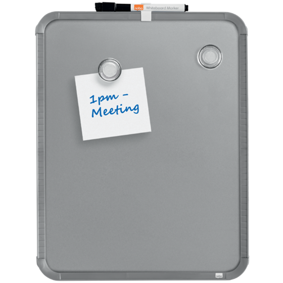 Mini Pizarra Magnética Nobo Con Marco Plateado Slim 360X280 Mm Plata
