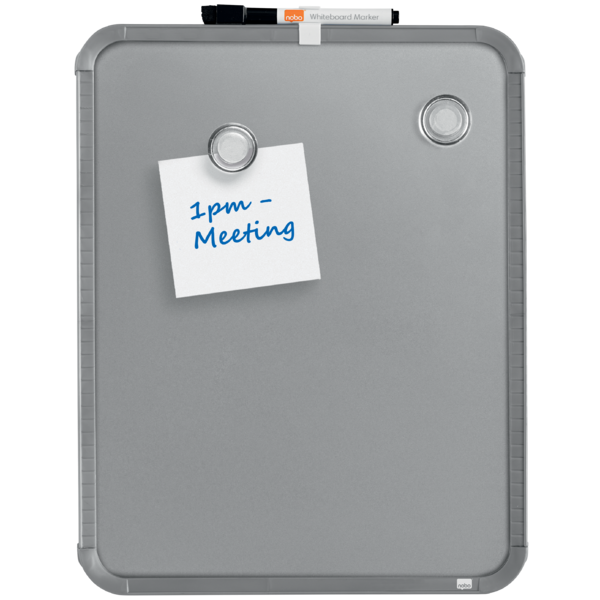 Mini Pizarra Magnética Nobo Con Marco Plateado Slim 360X280 Mm Plata