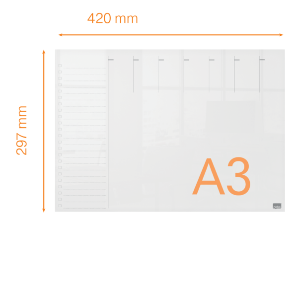 Mini Planificador De Pizarra Acrílica Transparente Nobo Semanal A3 De Sobremesa O Montado En Pared Transparente