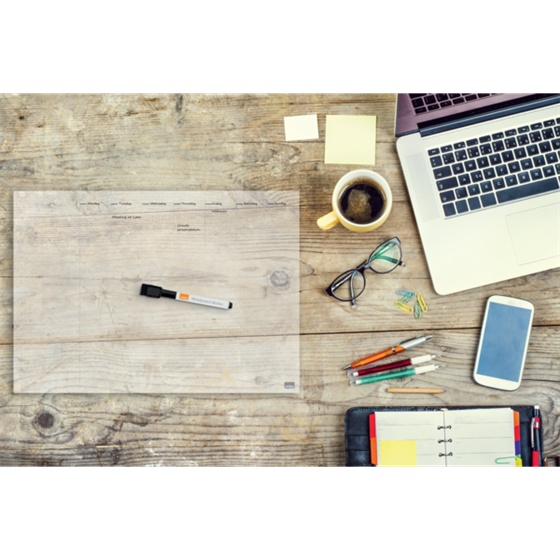 Mini Planificador De Pizarra Acrílica Transparente Nobo Semanal A4 De Sobremesa O Montado En Pared Transparente