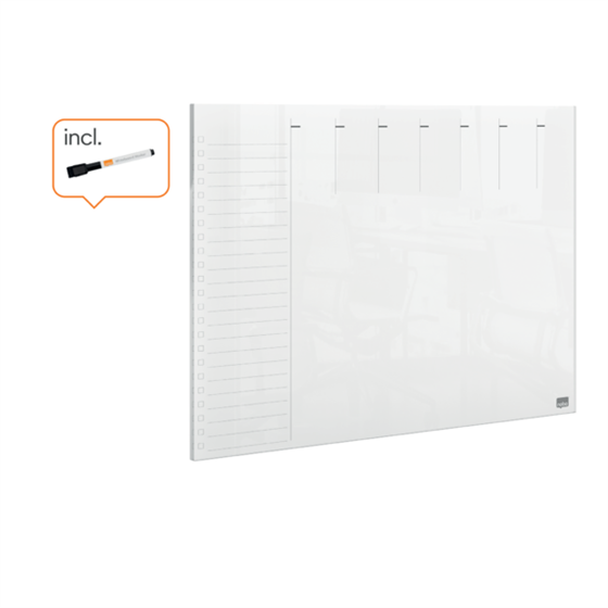 Mini Planificador De Pizarra Acrílica Transparente Nobo Semanal A4 De Sobremesa O Montado En Pared Transparente