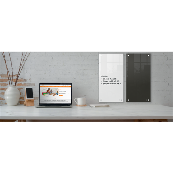 Panel De Pizarra Blanca De Cristal Pequeño Nobo 300X600 Mm Blanco