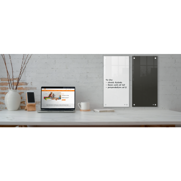 Panel De Pizarra Blanca De Cristal Pequeño Nobo 300X600 Mm Blanco