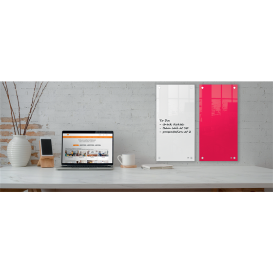 Panel De Pizarra Blanca De Cristal Pequeño Nobo 300X600 Mm Blanco