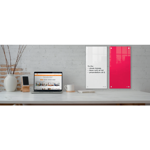 Panel De Pizarra Blanca De Cristal Pequeño Nobo 300X600 Mm Blanco