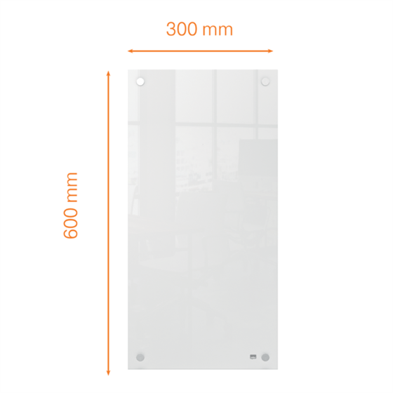 Panel De Pizarra Blanca De Cristal Pequeño Nobo 300X600 Mm Blanco