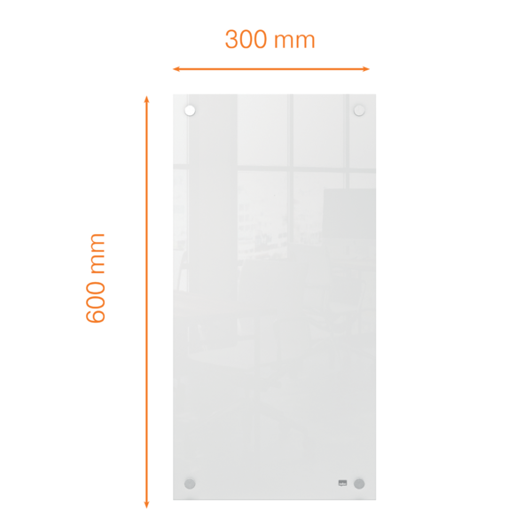 Panel De Pizarra Blanca De Cristal Pequeño Nobo 300X600 Mm Blanco