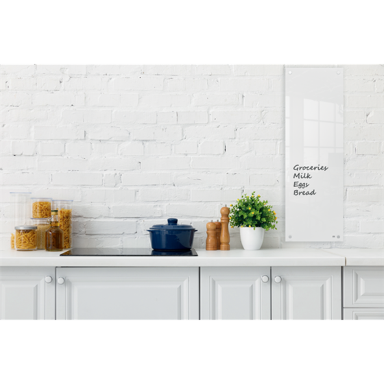 Panel De Pizarra Blanca De Cristal Pequeño Nobo 300X900 Mm Blanco